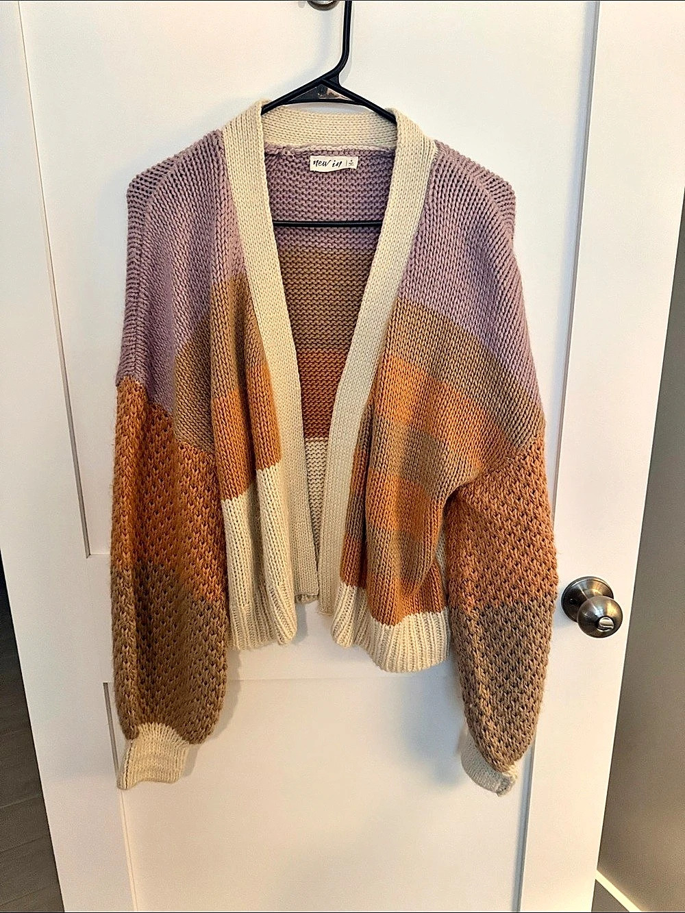 Color Block Cardigan in Brown & Purple Size Small Like New